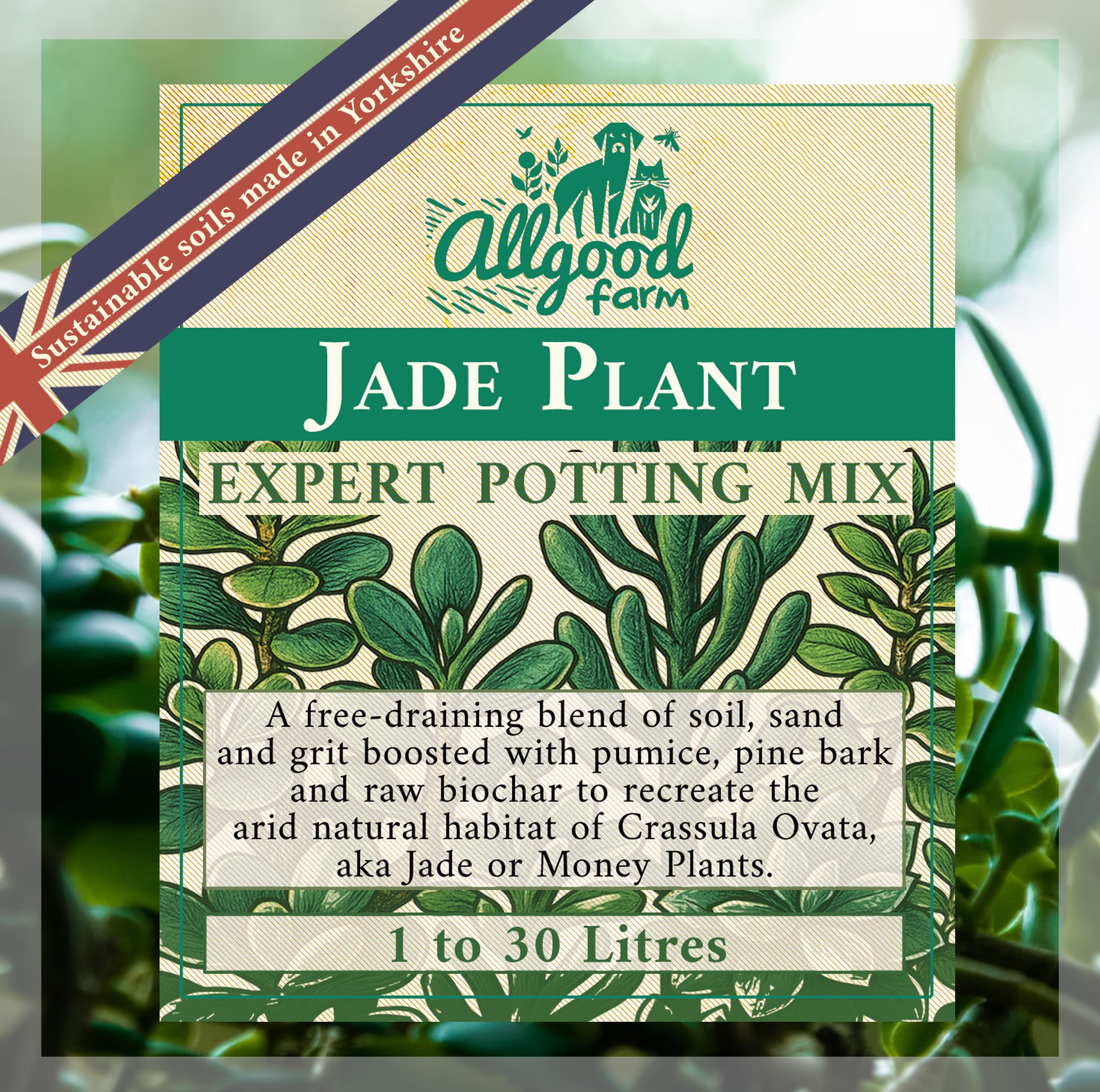 Allgood Farm Jade Plant Soil - New Recipe Expert Potting Soil Mix for Crassula Ovata, Money Plant, Dwarf Jade, Ogre Ears (15 Litres)