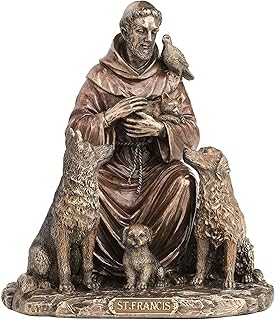 Veronese Design 6 3/8 Inch Saint Francis of Assisi The Blessing of The Animals Cold Cast Resin Bronze Finish Statue Religious Home Decor