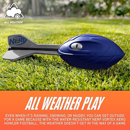Miniatura 5 de Nerf Vortex Aero Howler - Pelota de espuma – Fútbol clásico de larga distancia – Cola optimizadora de vuelo – Agarre de mano – Diversión en Azul