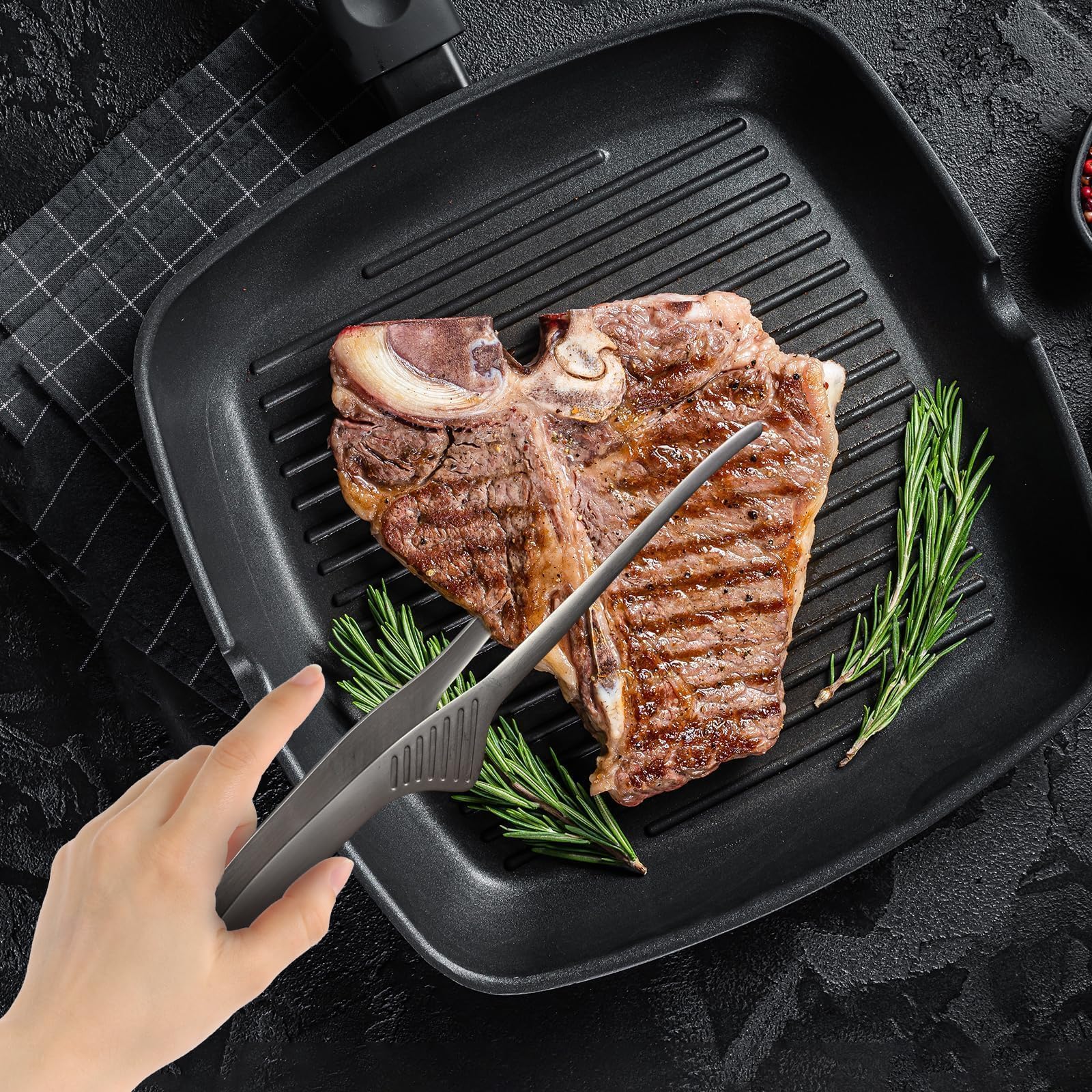 Set di 6 cucchiai per colino, mestoli e pinze per barbecue, set di utensili per Shabu Shabu per campeggio, barbecue e cucina