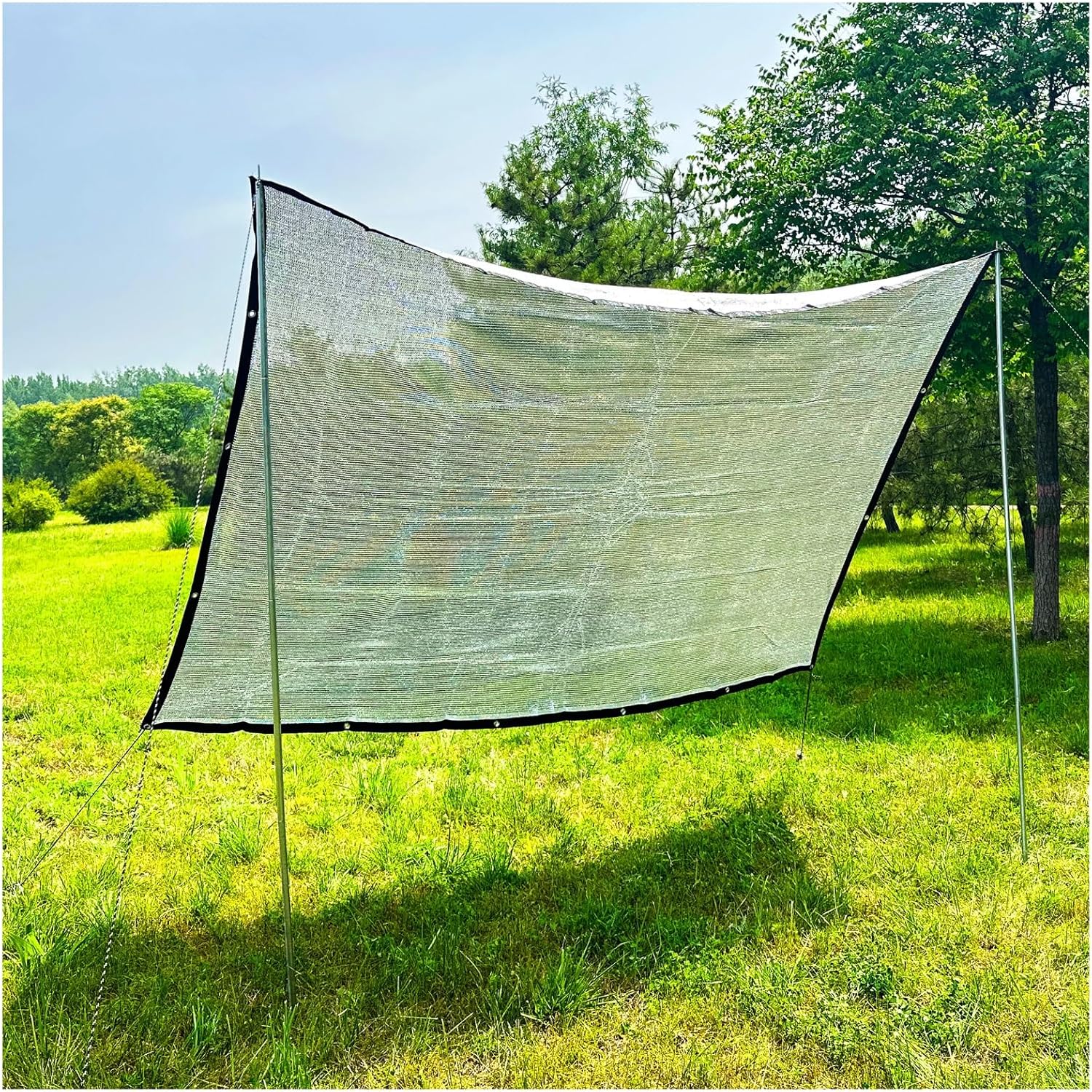 2x3M Silver Aluminum Sun Shade Canopy - UV Protection Net for Camping, Beach, Patio, Car, Gazebo - Durable Outdoor Sun Shelter, Heavy-Duty Sunblock for Ultimate Comfort