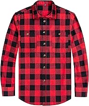 J.VER Mens Flannel Shirts Check Long Sleeve Lumberjack Plaid Casual Button Down Shirt with Pocket