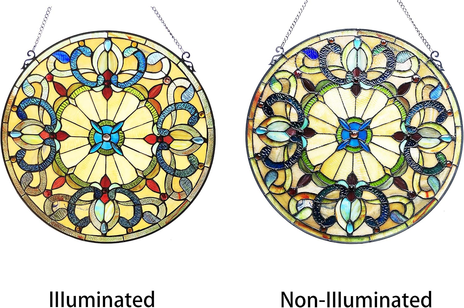 Radiance Goods Tiffany-Style Victorian Stained-Glass Window Panel 22" Height