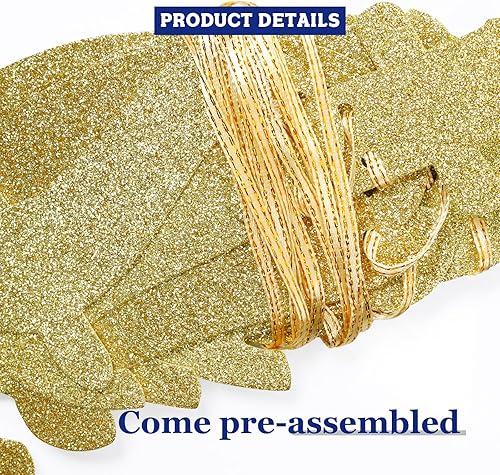 Miniatura 5 de Bandera dorada con purpurina dorada, pancarta de cumpleaños dorada, decoraciones de fiesta de chicas doradas (dorado)