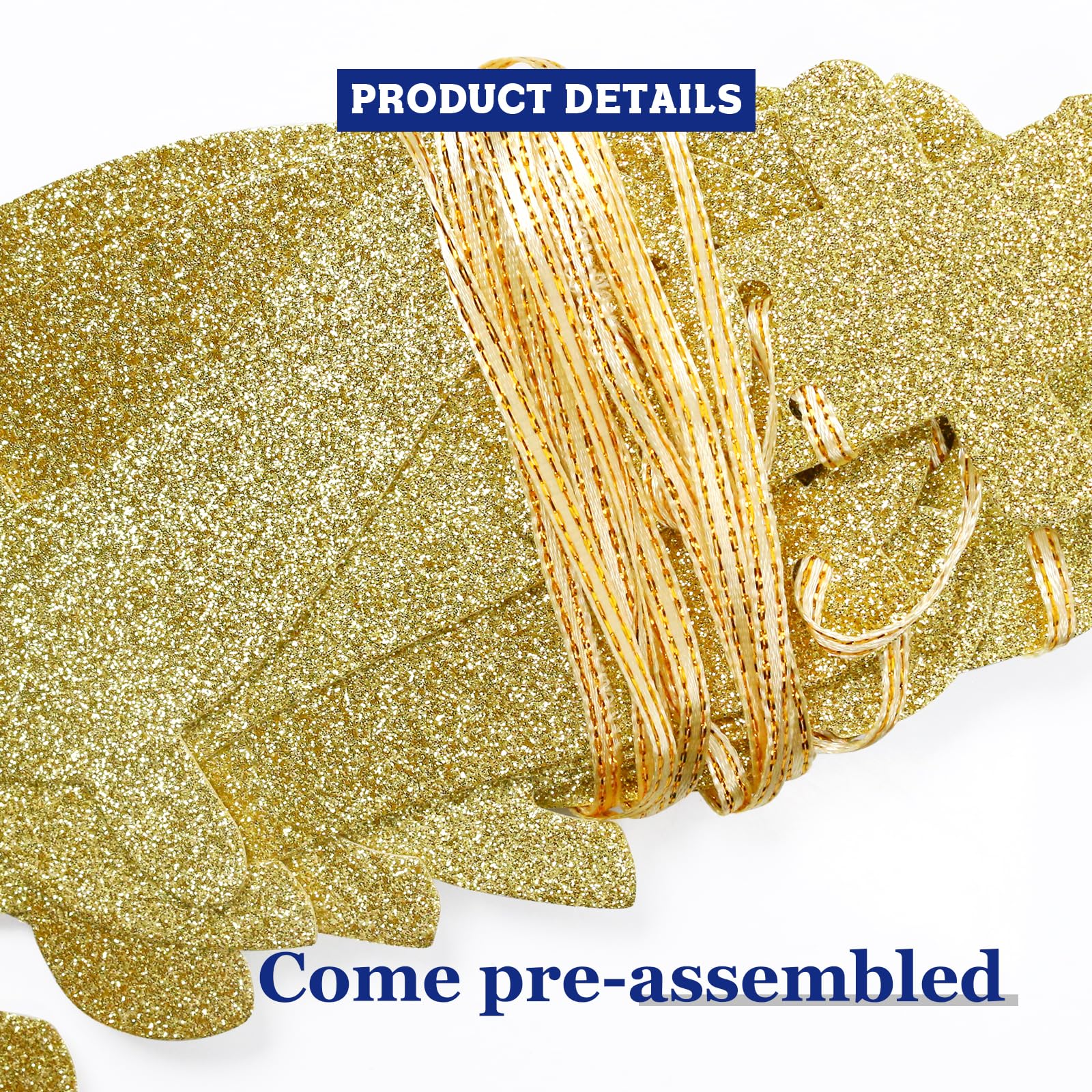 Happy Golden Birthday Banner - Gold Glitter Party Decor For 21st, 30th, 40th, 50th Champagne Birthday - View #10