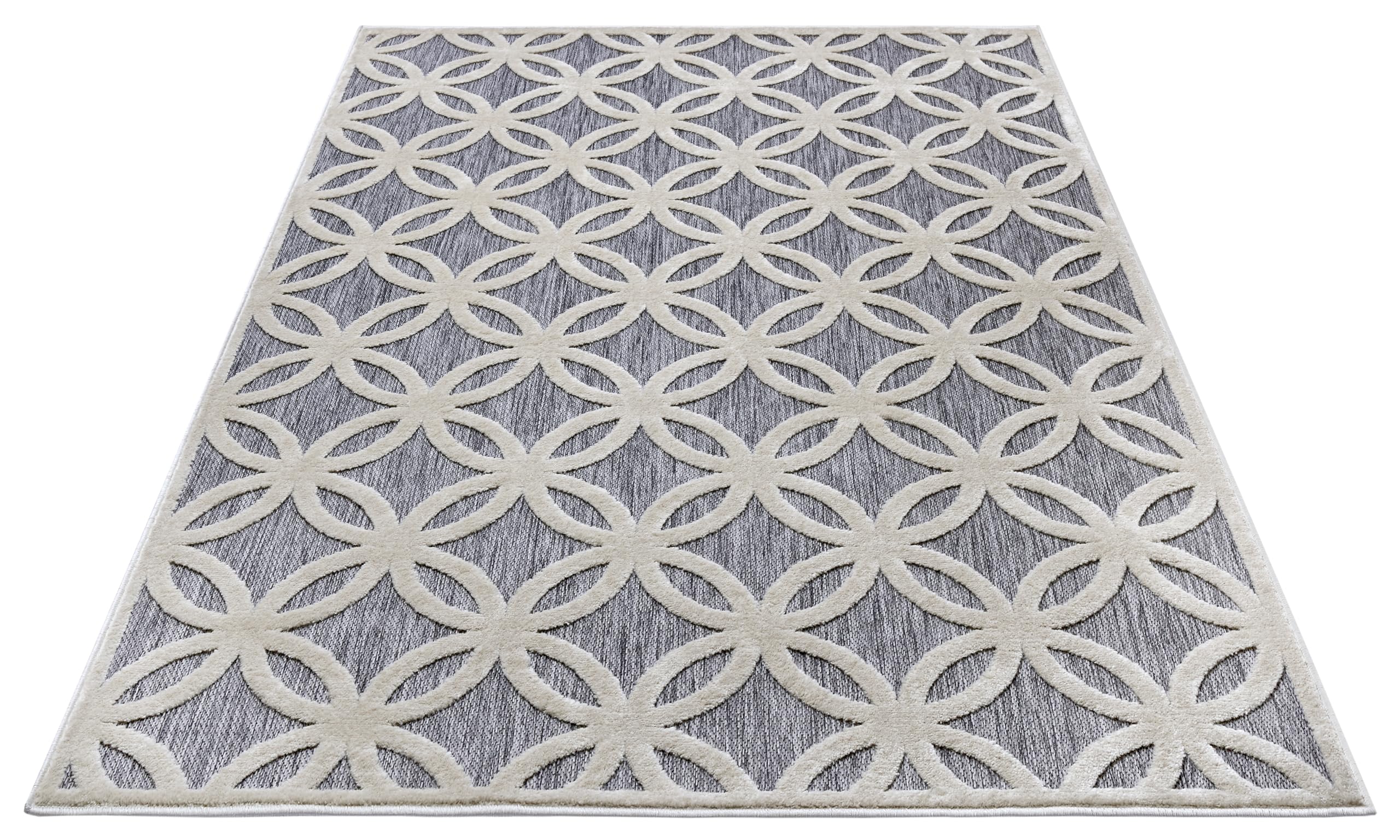 HANSE Home Circle Design Tapis de Salon, tissé Plat, Moderne, Motif Losanges géométriques, Style scandinave, pour Salle à Manger, Chambre d'enfant, Couloir, Gris Beige, 160 x 235 cm