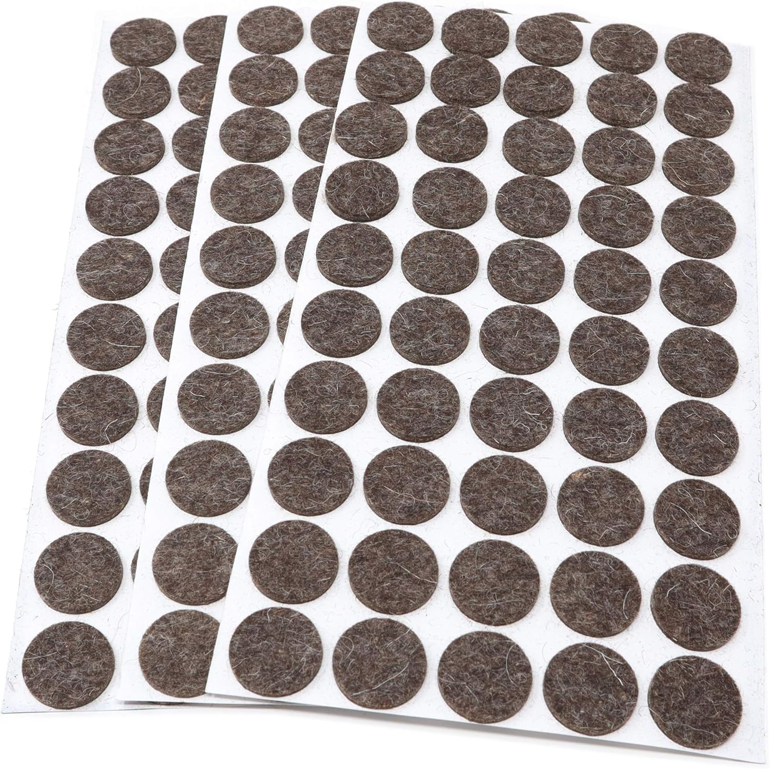 Adsamm® / 150 x self-Adhesive Wool Felt Pads/Brown/Ø 22 mm/Round / 3 mm Thick Extra Soft Natural Stick-on Felt Furniture Glides/Furniture Protective Pads