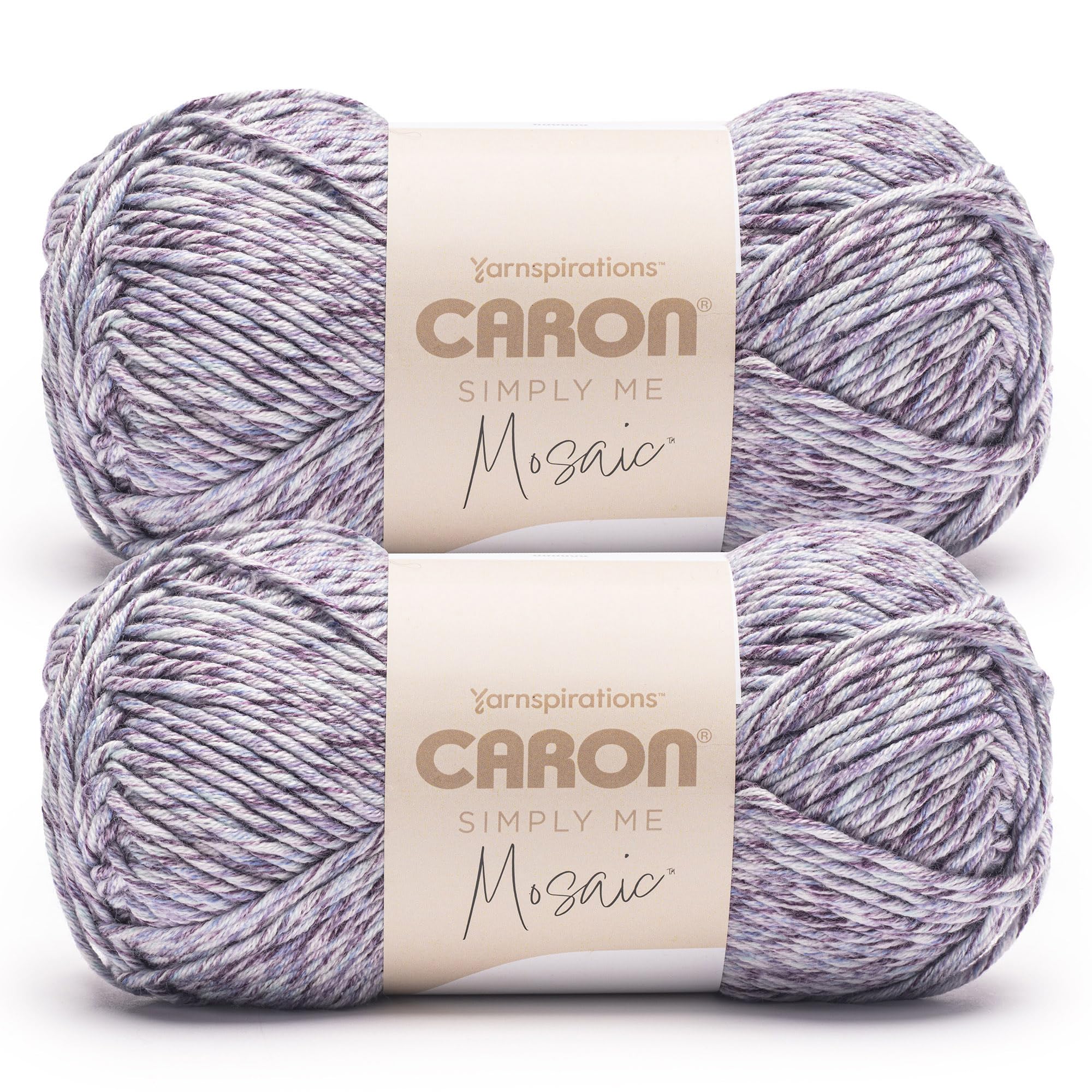 Caron Simply Me Mosaic Purple Agate Yarn - 2 Pack of 140g/5oz - 62% Acrylic, 20% Nylon, 18% Wool - #5 Bulky - 173 Yards - Knitting/Crochet