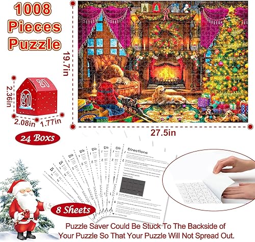 Miniatura 3 de Calendario de Adviento 2023, rompecabezas de Navidad, calendarios de cuenta regresiva sorpresa de Navidad para adultos y niños, 24 piezas, 1008