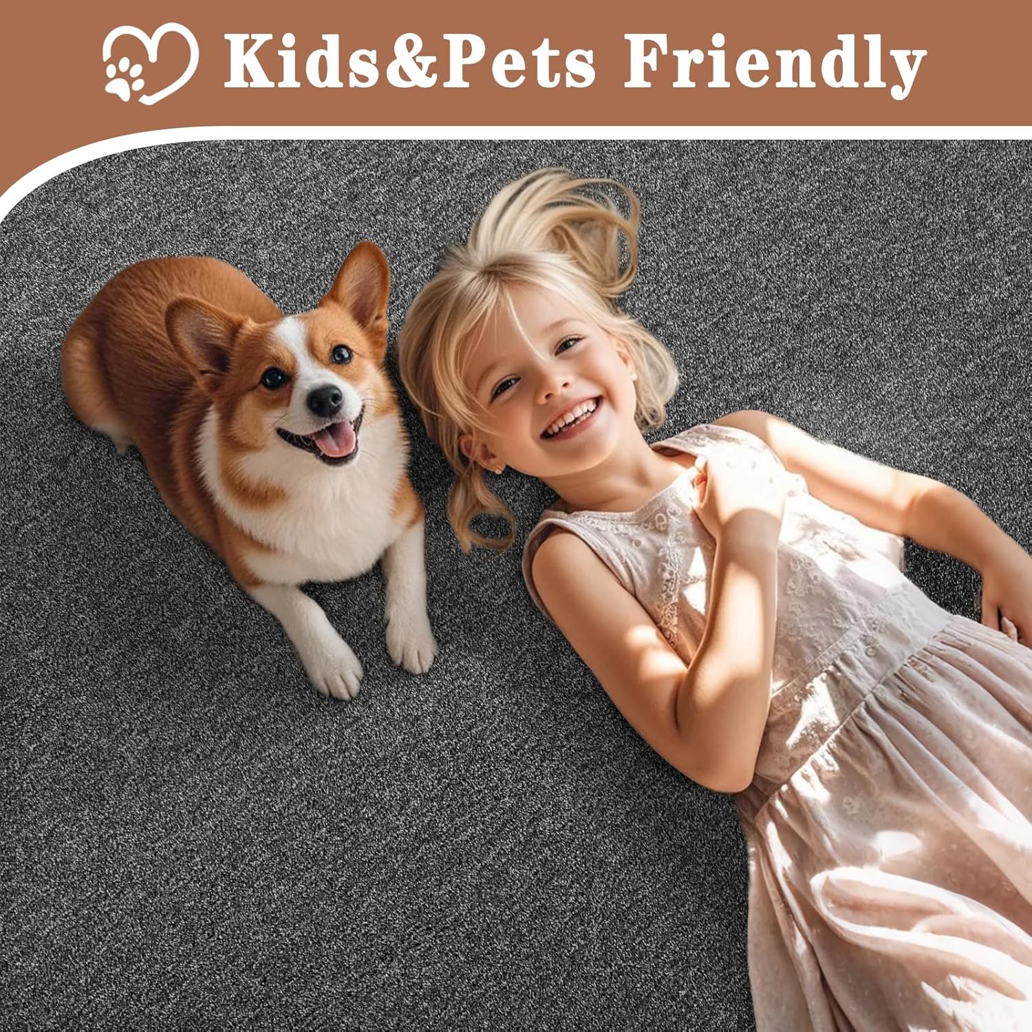 5x7 Area Rugs for Bedroom Living Room, Dark Grey Soft Low-Pile Modern Indoor Thickened Memory Foam Non-Slip Washable Carpets for Kids Dorm Home Decor Rug - Image 9