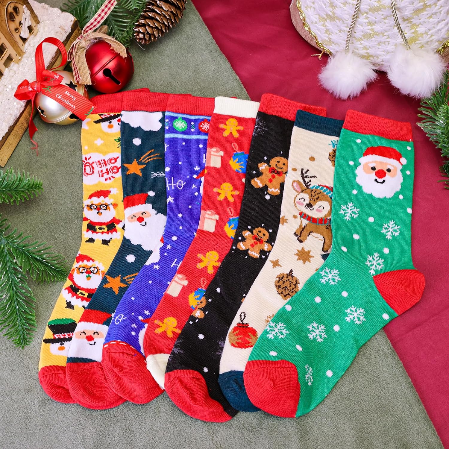 MGparty 12 Pairs Christmas Socks for Women Funny Holiday Crew Socks Cute Novelty Winter Xmas Gift Socks for Stocking Stuffers - Image 3