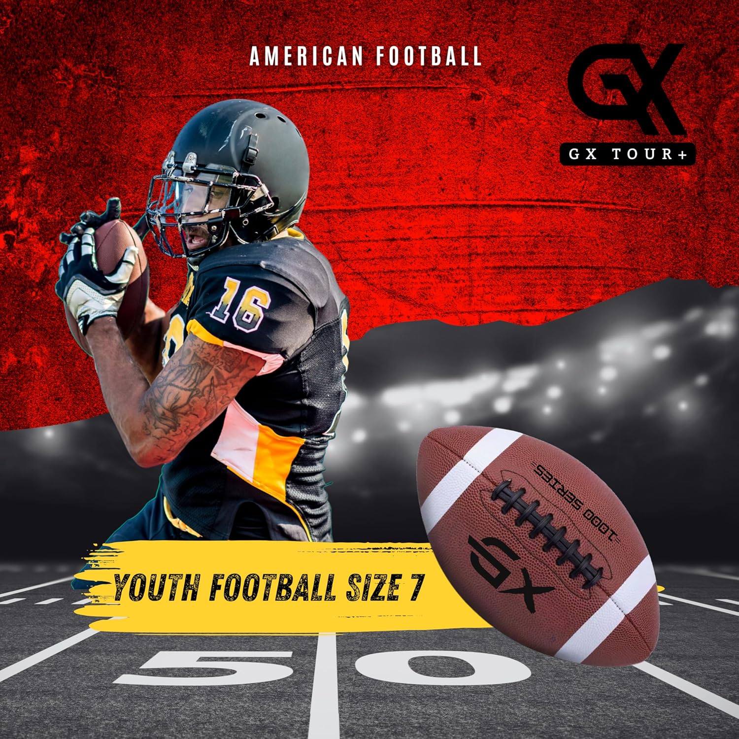 Official Size 7 Football – Durable,Strong Grip Leather Adult & Youth Football for Practice, Game Day, Outdoor Sports, and Training – Ideal for American Football Lovers & Athletes