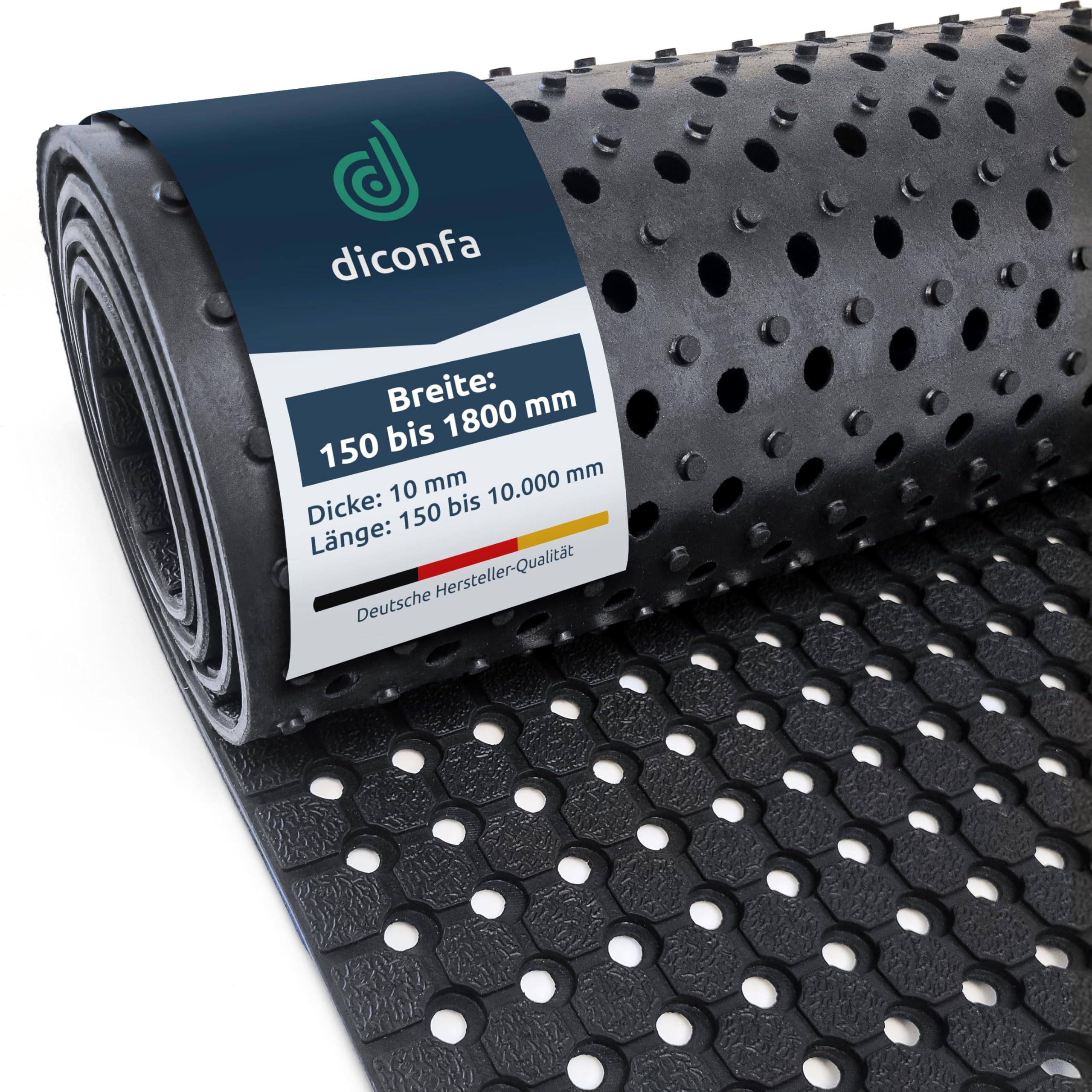 diconfa Tapis en Caoutchouc perforé sur Mesure - Largeur 150 à 1800mm - Longueur 0,15 à 10m - 0,3 m x 3,15 m 30 cm x 315 cm 10mm Fort - Tapis de Piscine Tapis alvéolaire Jardin antidérapant