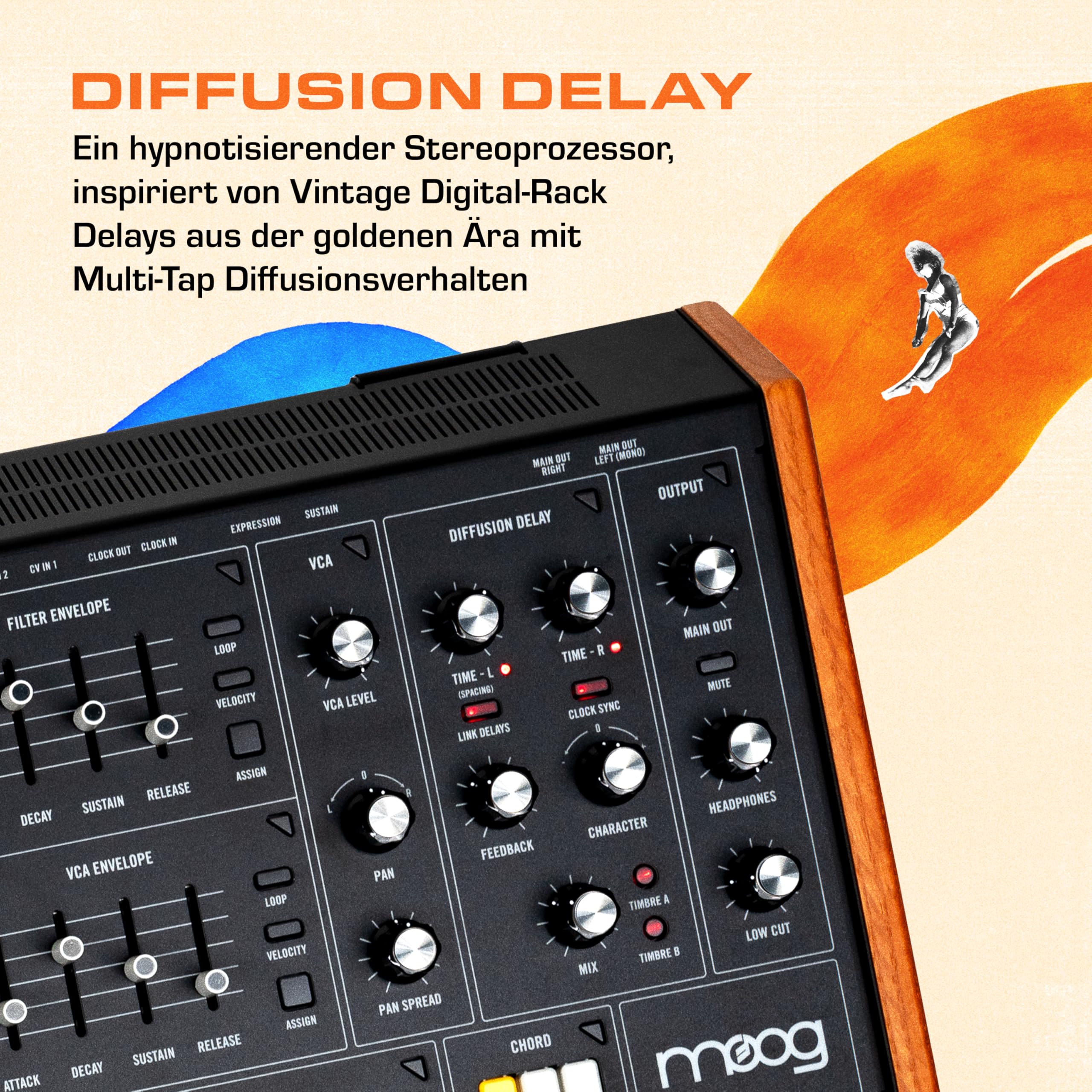 MOOG Muse 8-stimmiger analoger polyphoner Synthesizer | Bi-timbraler Synth, 61 Tasten, 64-Step-Sequencer, 256 Patches und Diffusion-Delay
