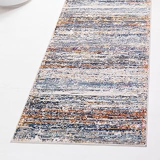 Rugs.com Malibu Collection Runner Rug â€“ 6 Ft Runner Multi Low-Pile Rug Perfect for Hallways, Entryways