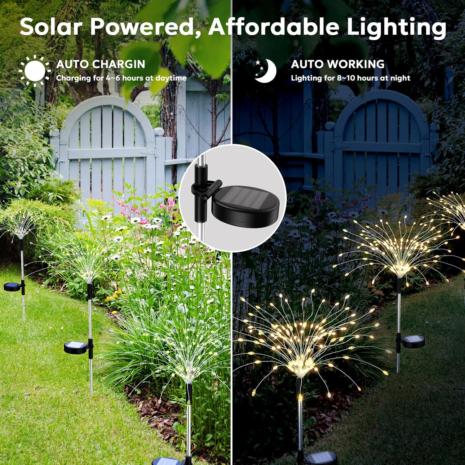 Solar Fireworks Lights Outdoor Waterproof Garden Fairy Light Outside Solar Sparkles Landscape Lights 120 LED Decorative Outdoor for Backyard Patio Pathway Lawn Party Walkway Decor, 4 Pack