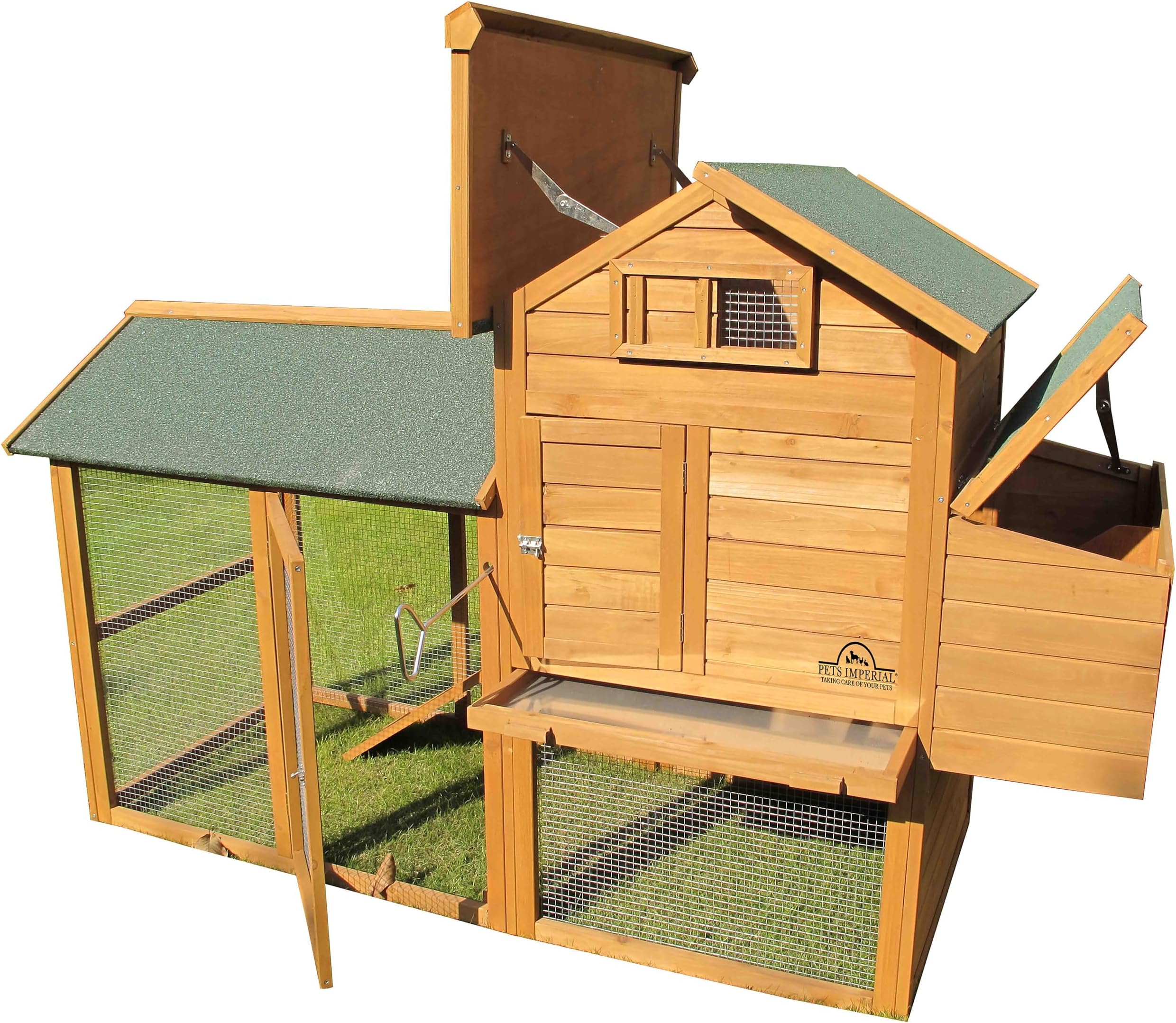 Pets Imperial® Kingsbourne Chicken Coop with Chicken Run - Chicken House with Opening Roof - 183 cm (W) x 98 cm (D) x 87 cm (H)