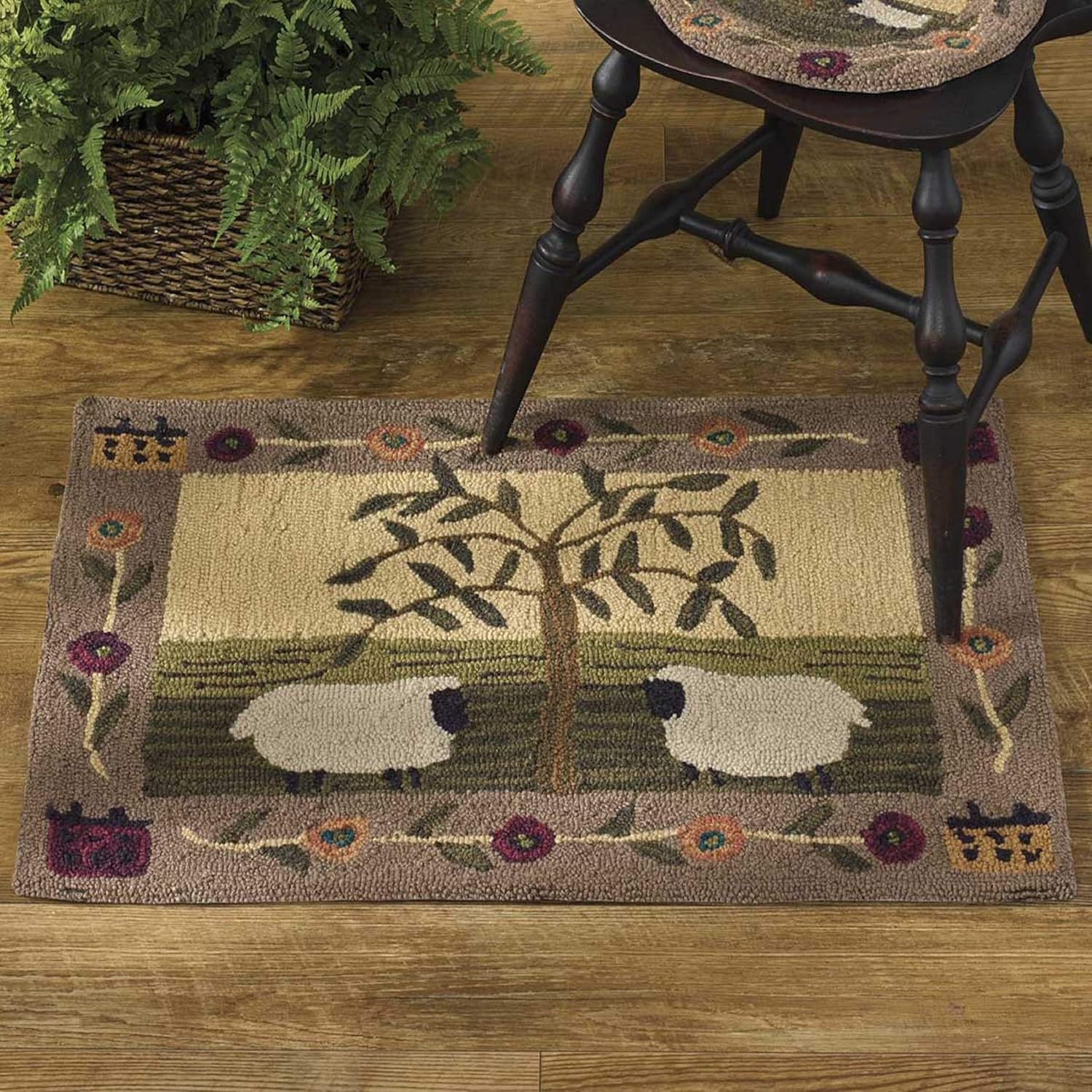 Park Designs Willow and Sheep Hooked Rug