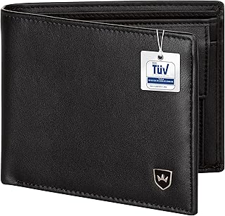 Geldbörse Herren Leder mit RFID Schutz I Echtleder Portemonnaie groß I Geldbeutel für Männer I Brieftasche Wallet I Portmonee Damen Nappa Leder (Schwarz)