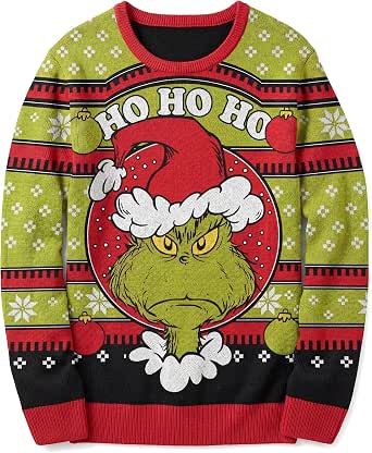 Dr. Seuss The Grinch Ho Ho Ho Men's Ugly Christmas Sweatshirt