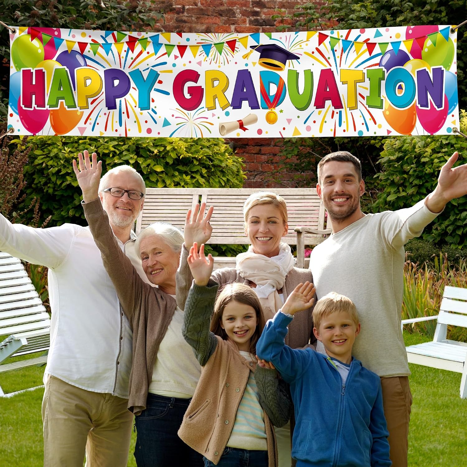 Congratulations Banner - Graduation Decorations 180 x 40cm - Well Done Banner - We are so Proud of You - You Did It (White) - Image 3