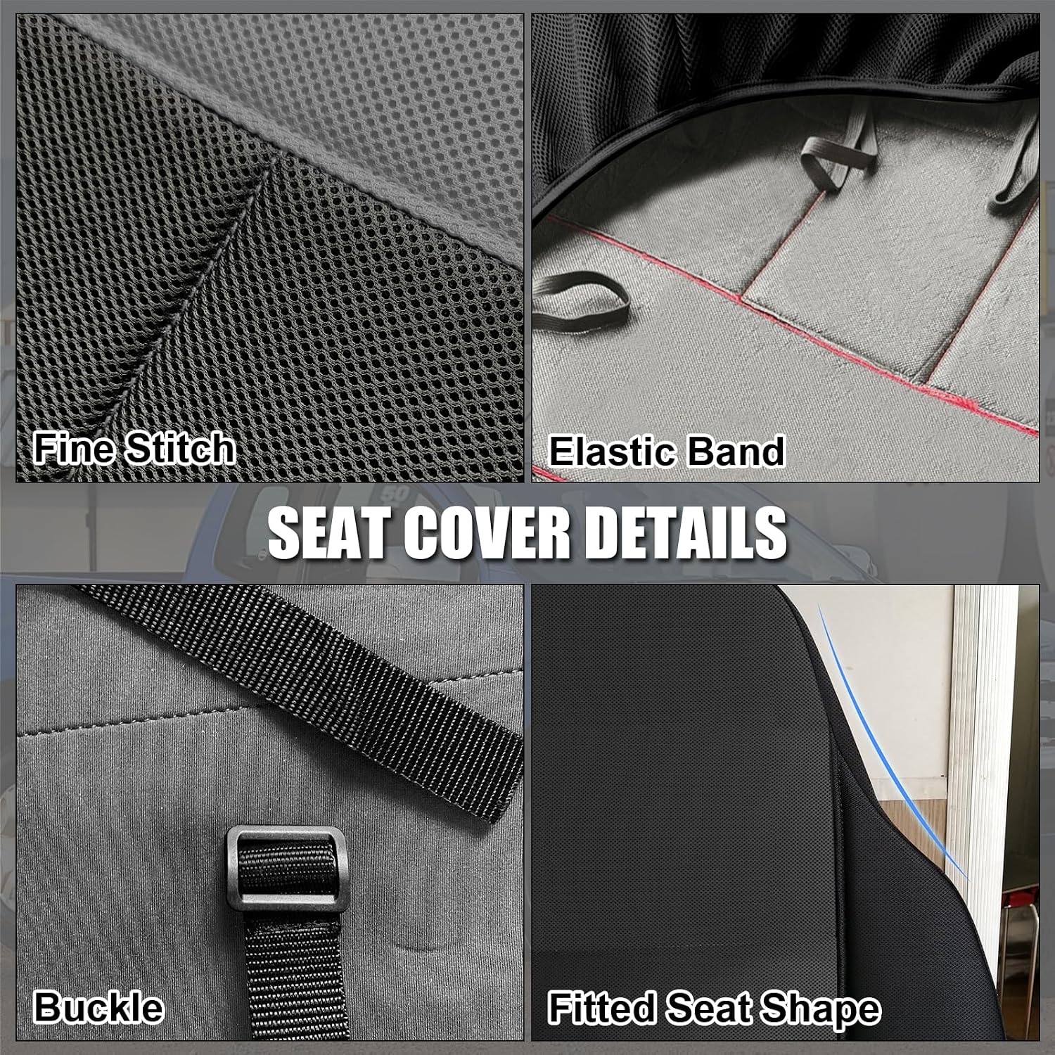 SAPUBK Custom-Fit Full Sets Seat Covers Replace for 1987-1996 Jeep Wrangler YJ, Front & Rear Knitted Fabric with Back Soft Foam Lining Airmesh Breathable YJ Seat Cover Cushion