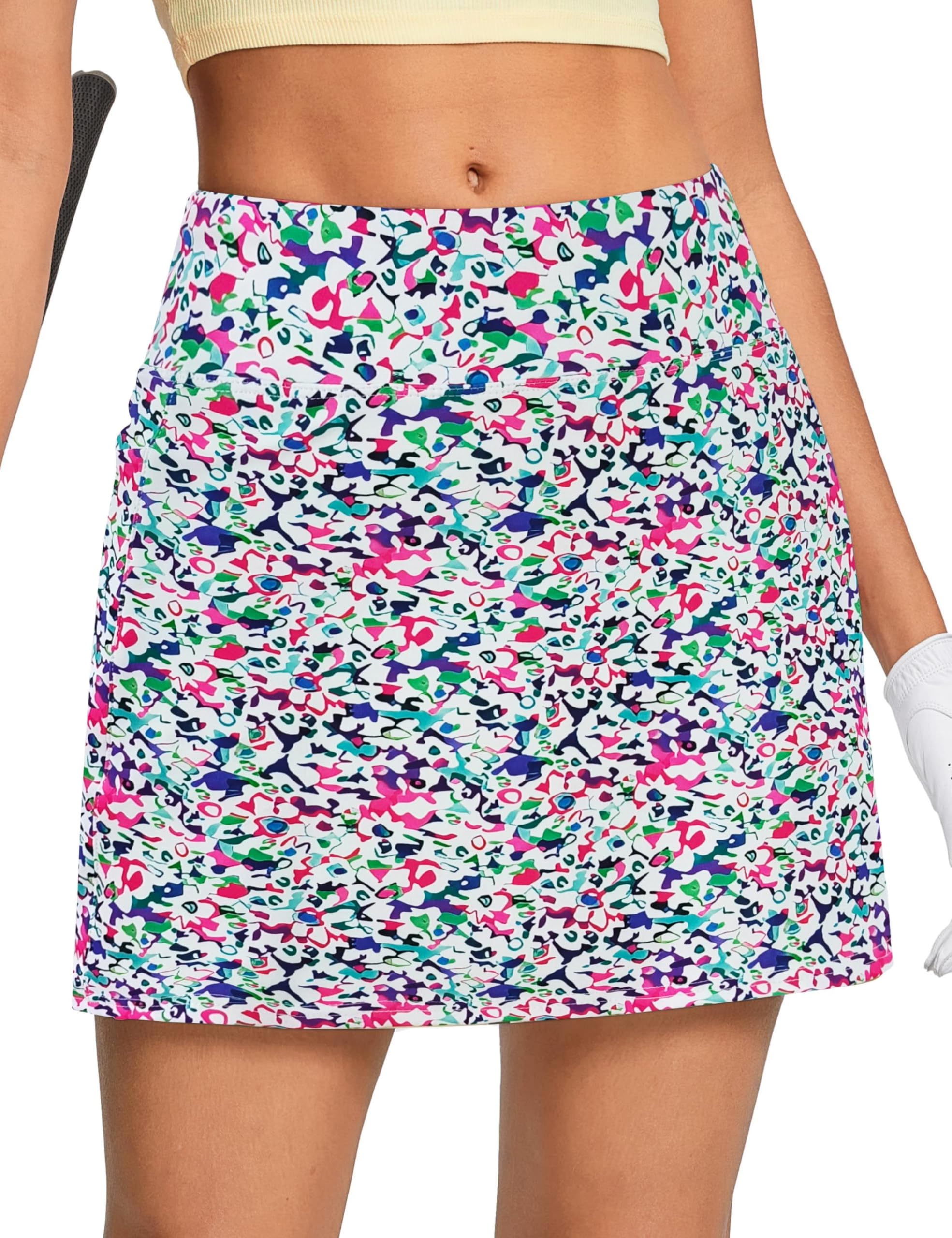 Oyamiki Falda de tenis para mujer, falda de golf con pantalón, cintura alta, verano, corto, senderismo, deportes al aire libre, 4 bolsillos