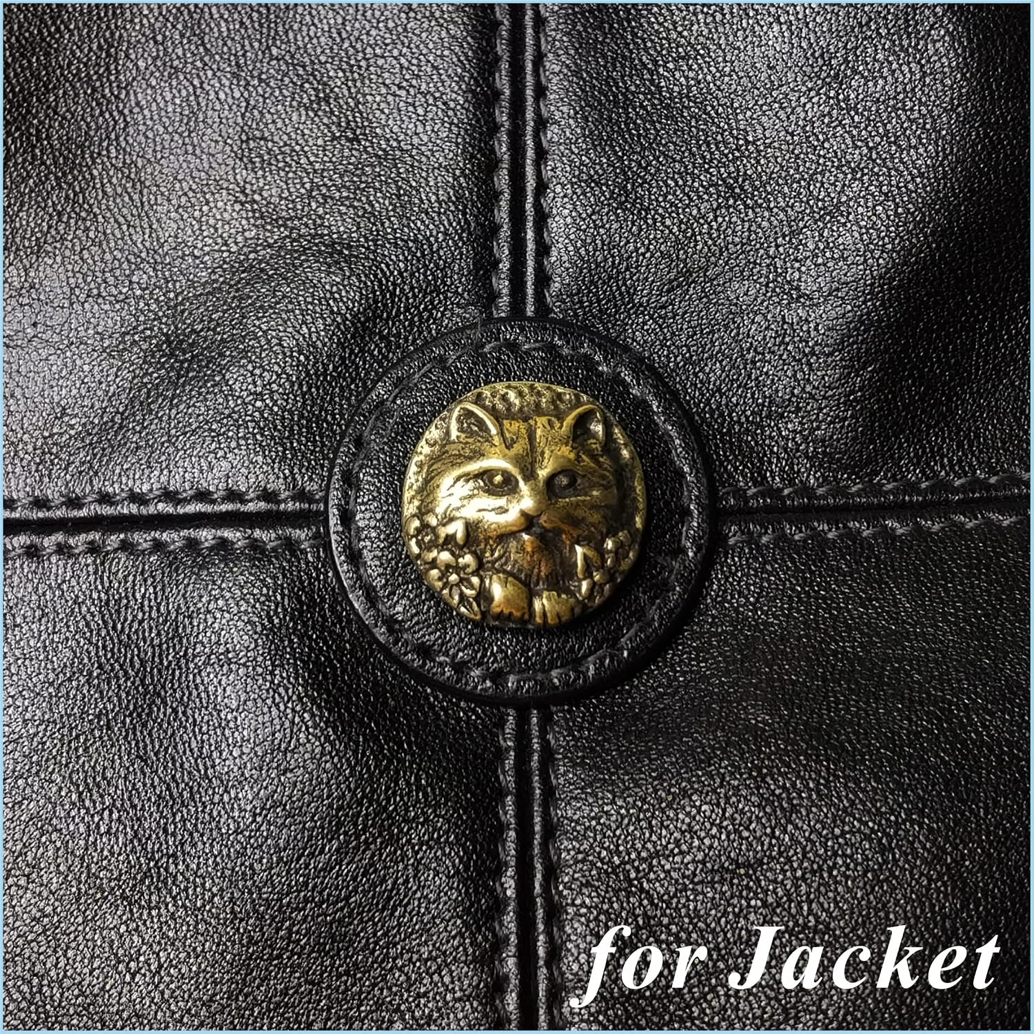 Conchos Screws Chicago Rivets for Leather Craft Work, Brass Persian Cat Buttons for Cobbler, Stud Back for EZ DIY Denim Decoration, Rapid Nail for Bag, Belt, Boots, Jacket, Gifts for Cat Lovers [4pcs]