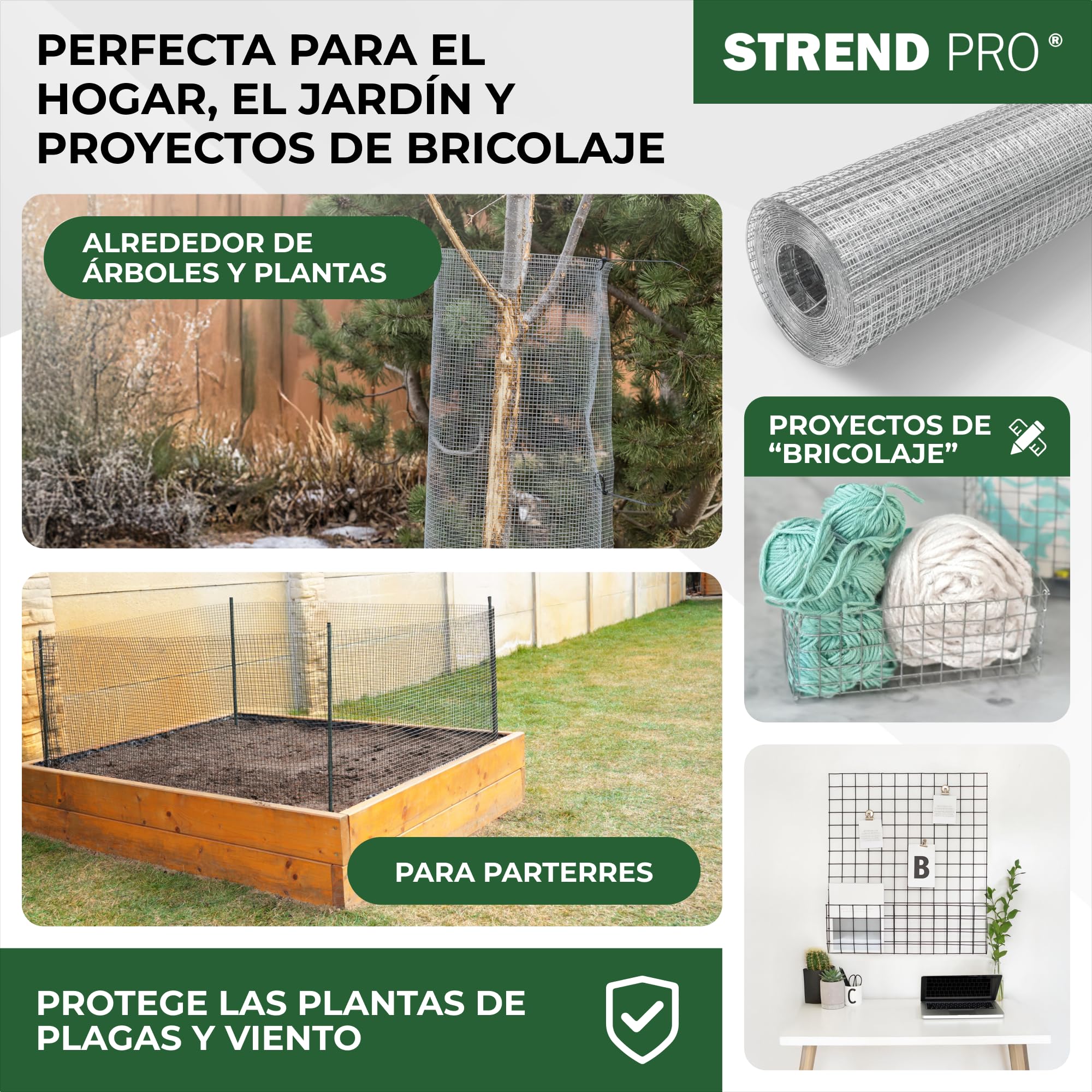 STREND PRO Malla Metálica | Soldada - Galvanizada | 1 m x 10 m | 0,8 mm, 12,7 x 12,7 mm | Malla Anti Topillos, Malla Conejos, Malla Liebres, Malla Pajareras | Malla Conejos, Gallinero