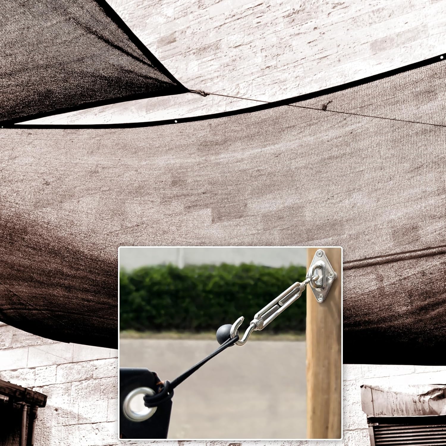 Shade Sail Hardware Kit 6 inch with 131FT 1/8" Wire Rope Kit for Triangle Rectangle Sun Shade Sail Outdoor Installation turnbuckles for Cables Wire for Outdoor,Garden,Kitchen,Craft,243PCS