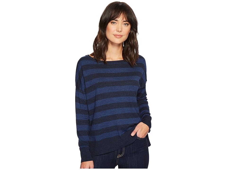 

NYDJ Long Sleeve Striped Sweater (Peacoat Rugby Stripe) Women's Sweater, Blue