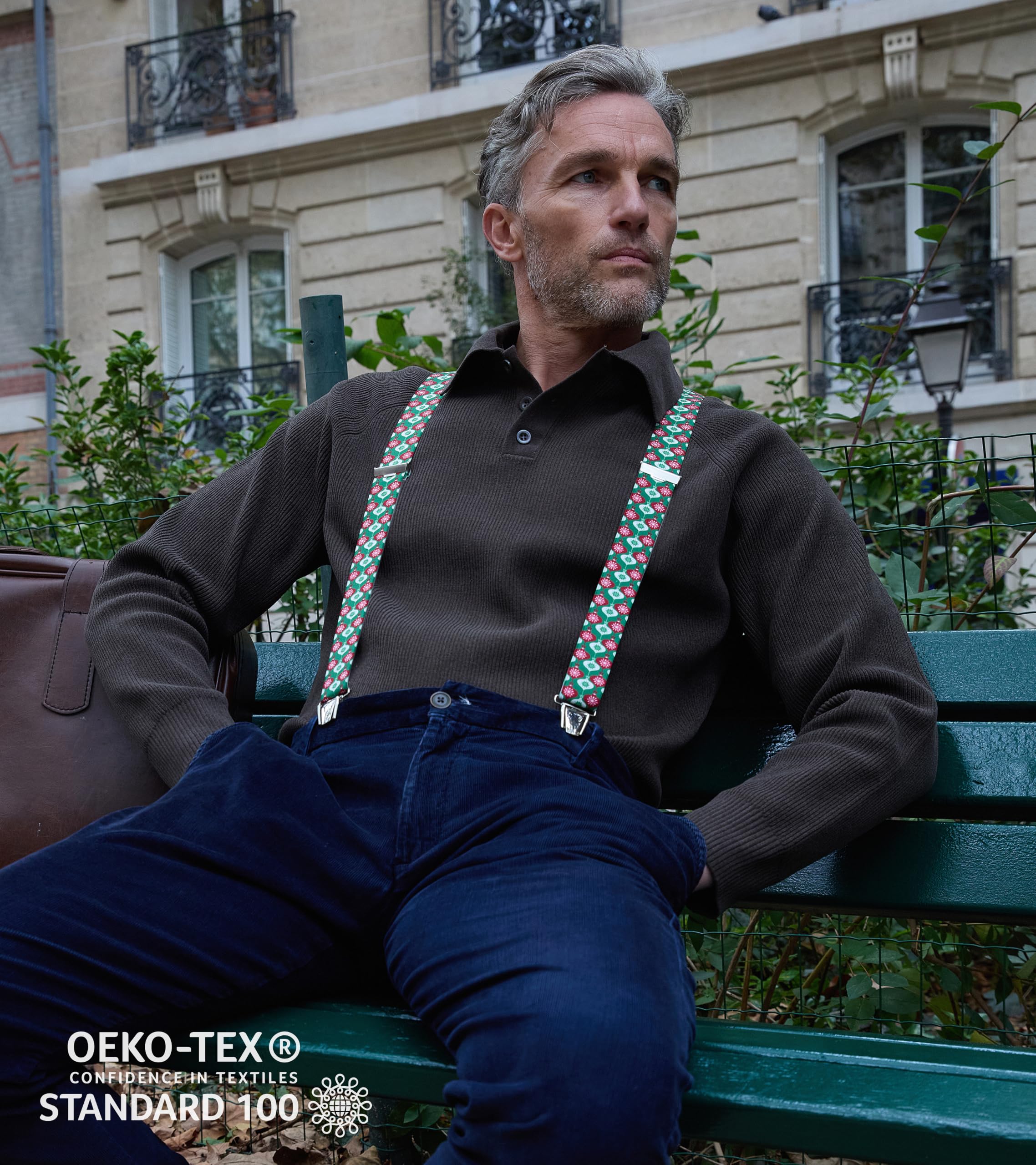 PIERROT Tirantes para Hombre - Clips Extra Fuerte - Sólidos y Artesanales para Hombres Garantía de por vida - Tirantes para Pantalones - Una Talla Para Todos