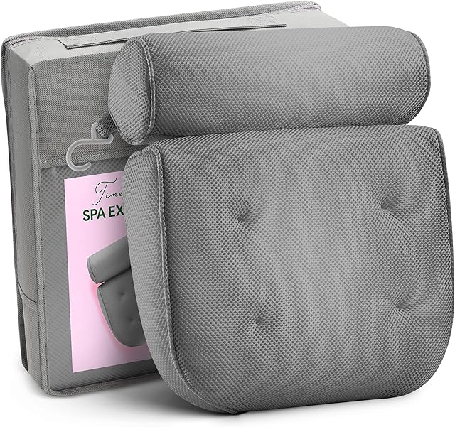 Comfortable Bathtub Pillow For Tub, Bath Pillow For Neck & Back Support With Strong Suction Cups & Hook, Soft Spa Pillow For Luxurious Bathing, Hot Tub Pillow Made With Soft Mesh For Maximum Pleasure