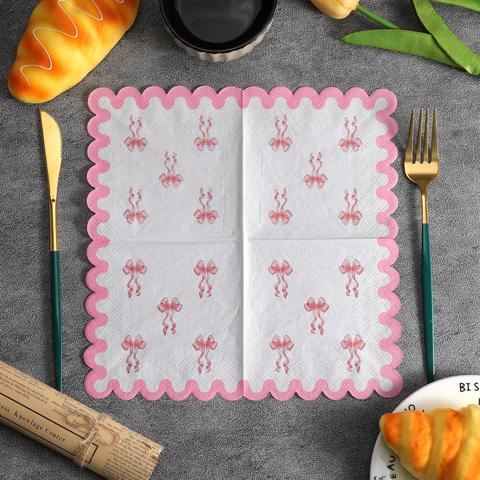 Tovaglioli di Carta Ragazza Rosa Bianco Tovaglioli per Decoupage Decorati Tovaglioli Bar Compleanno Carta Lgienica Tovagliolo Decorazione Da Tavola Usa e getta Per Matrimoni Feste 30 Packs(33x33cm)