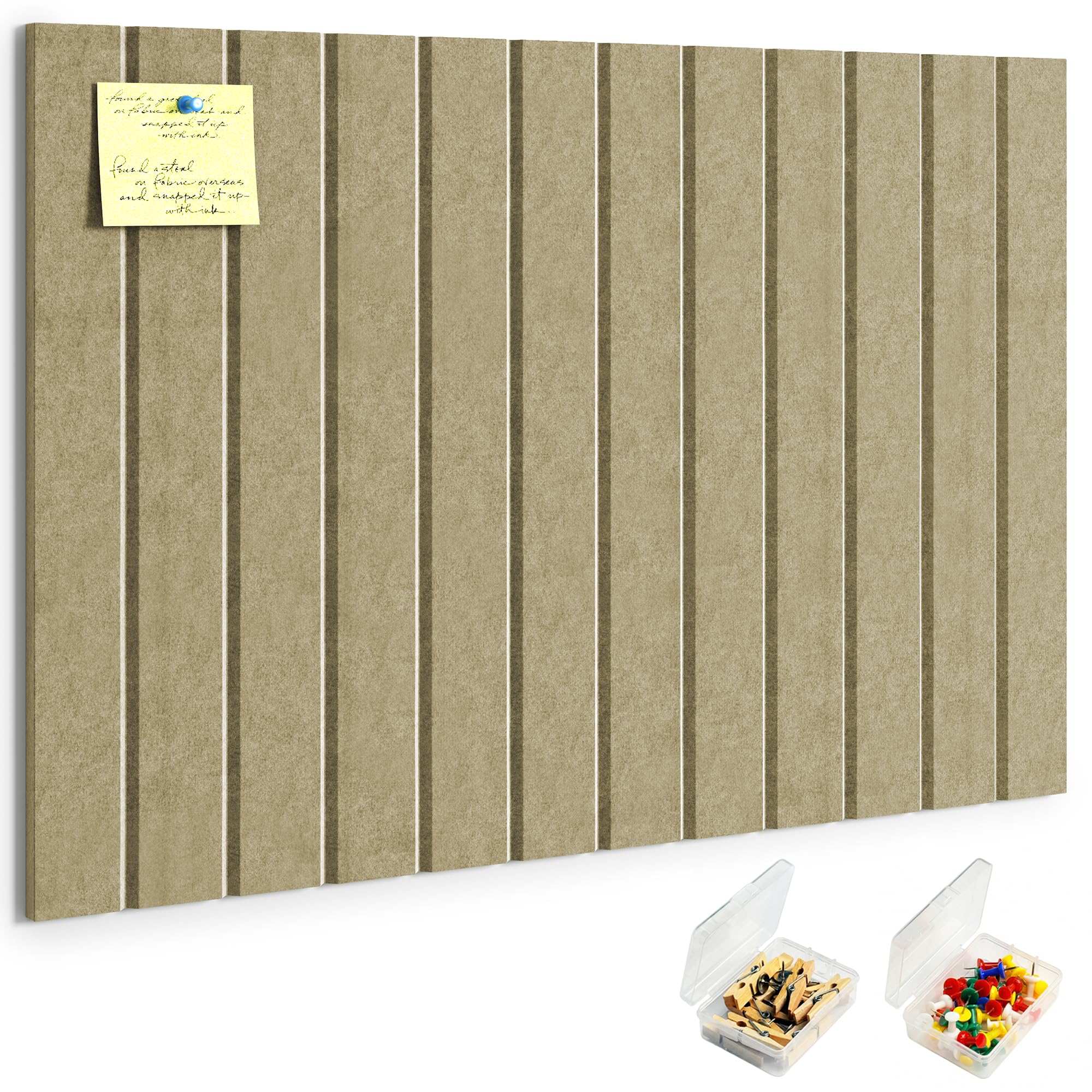 HyFanStr Felt Slatted Bulletin Board, 9mm Extra Thick Pin Board for Walls, 40 x 60 cm Cork Board Alternative with Nano Adhesive Hardware for Home Office Kitchen School Decor