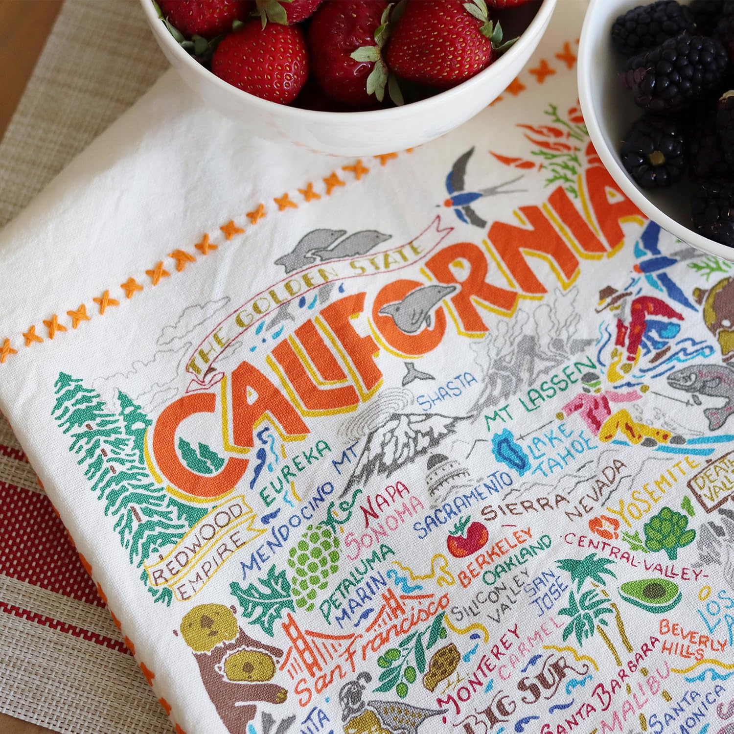 Catstudio California Dish Towel - U.S. State Souvenir Kitchen and Hand Towel, Perfect Tea Towels for California Lovers, Travel Souvenir, Housewarming Gifts, Couple Gifts