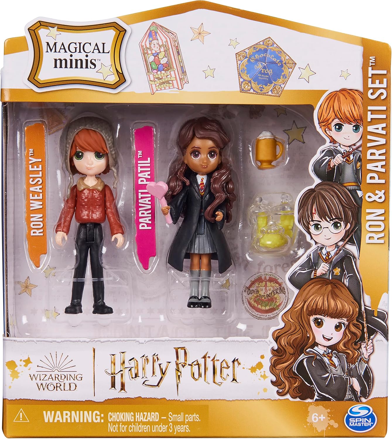 Wizarding World Harry Potter, Magical Minis Ron Weasley & Parvati Patil Set with 2 Doll Accessories, Easter Basket Gifts, Kids Toys for Ages 6 and up