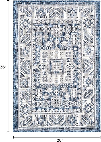 Miniatura 448 de Rugs.com Outdoor Aztec Collection Alfombra – 4 x 6 pies alfombra de tejido plano gris carbón perfecta para salas de estar, grandes comedores, planos