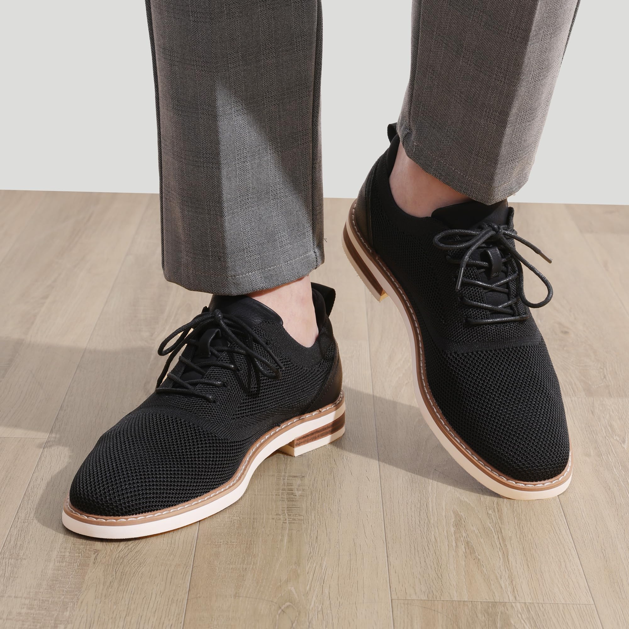 Bruno Marc Męskie buty garniturowe, oddychające, dziergane, na lato, sznurowane, formalne, nowoczesne, klasyczne