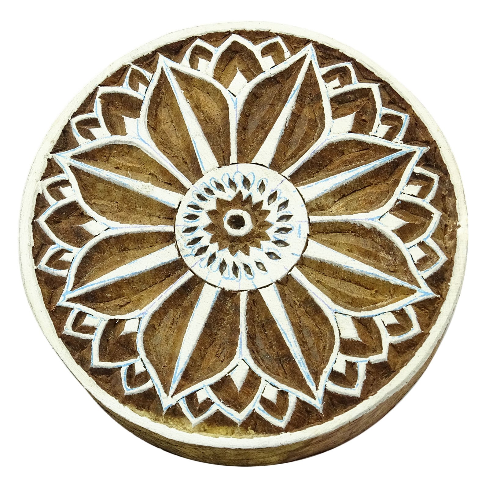 Knitwit Wooden Textile Stamps Indian Painting Floral Brown Decorative Border Stamp