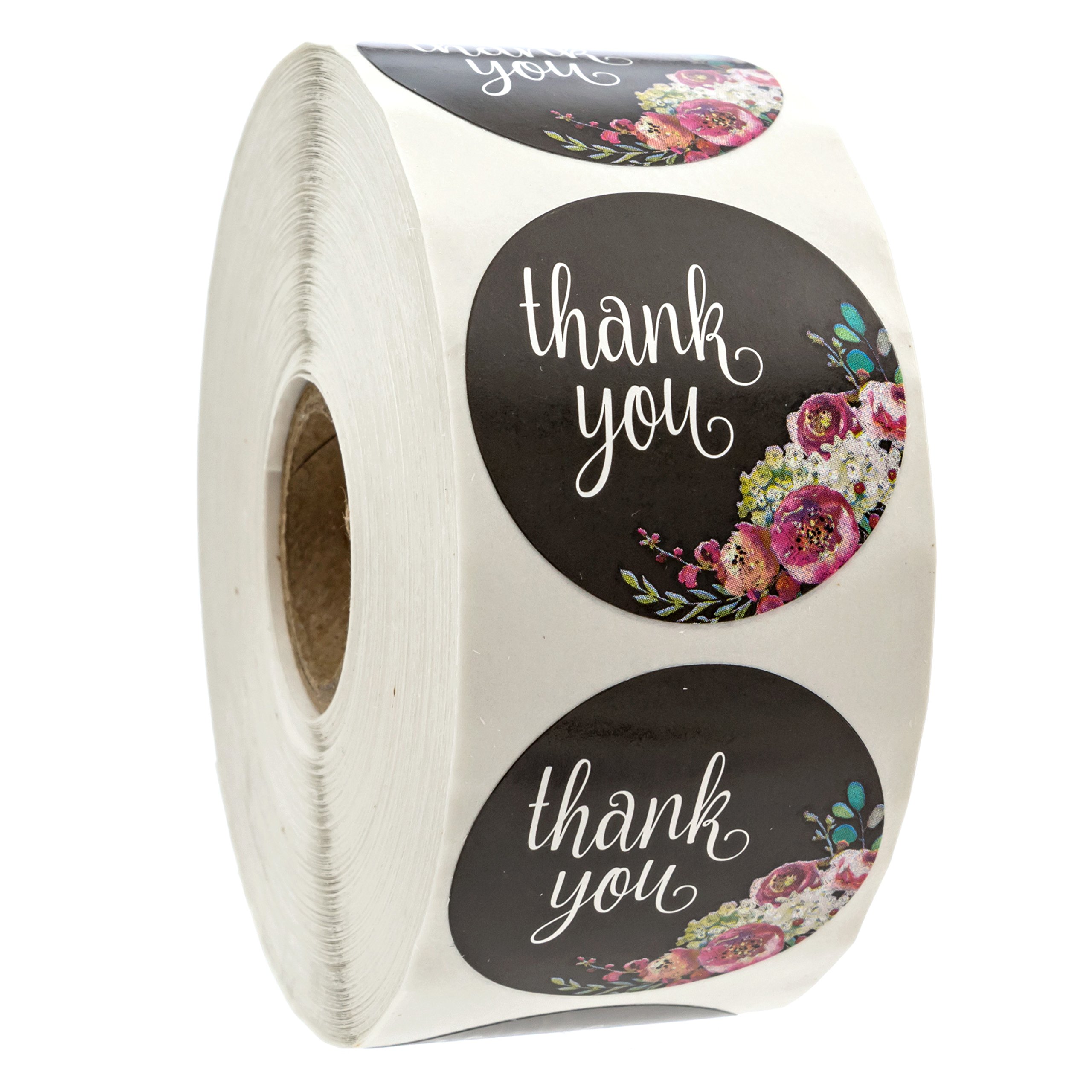 Floral Thank You Stickers - 1.5" Circle Labels / 1000 per pack