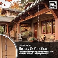 Vista 2 de Rain Chains Direct - Cadena de lluvia Manicotti - 8.5 pies - Aluminio fresado duradero - Cadenas de lluvia premium para canaletas