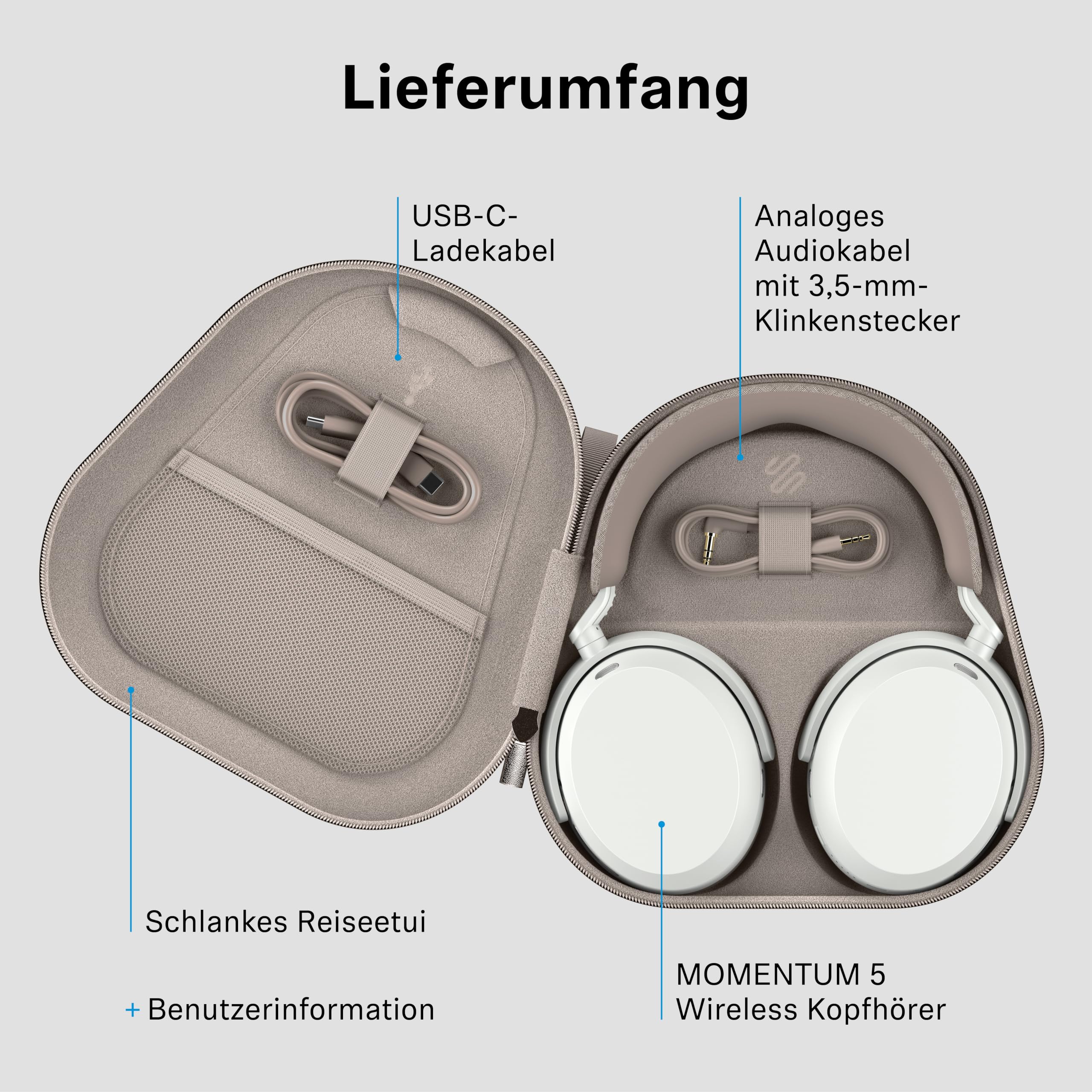 Sennheiser Momentum 5 Noise Cancelling Bluetooth Kopfhörer mit 57h Akku