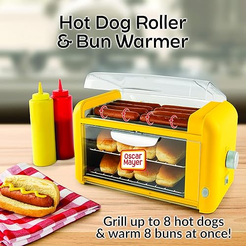 Miniatura 3 de Nostalgia Oscar Mayer 8 - Tostadora de rodillo y bollo para perros calientes + paquetes de máquina de hielo afeitado Nostalgia