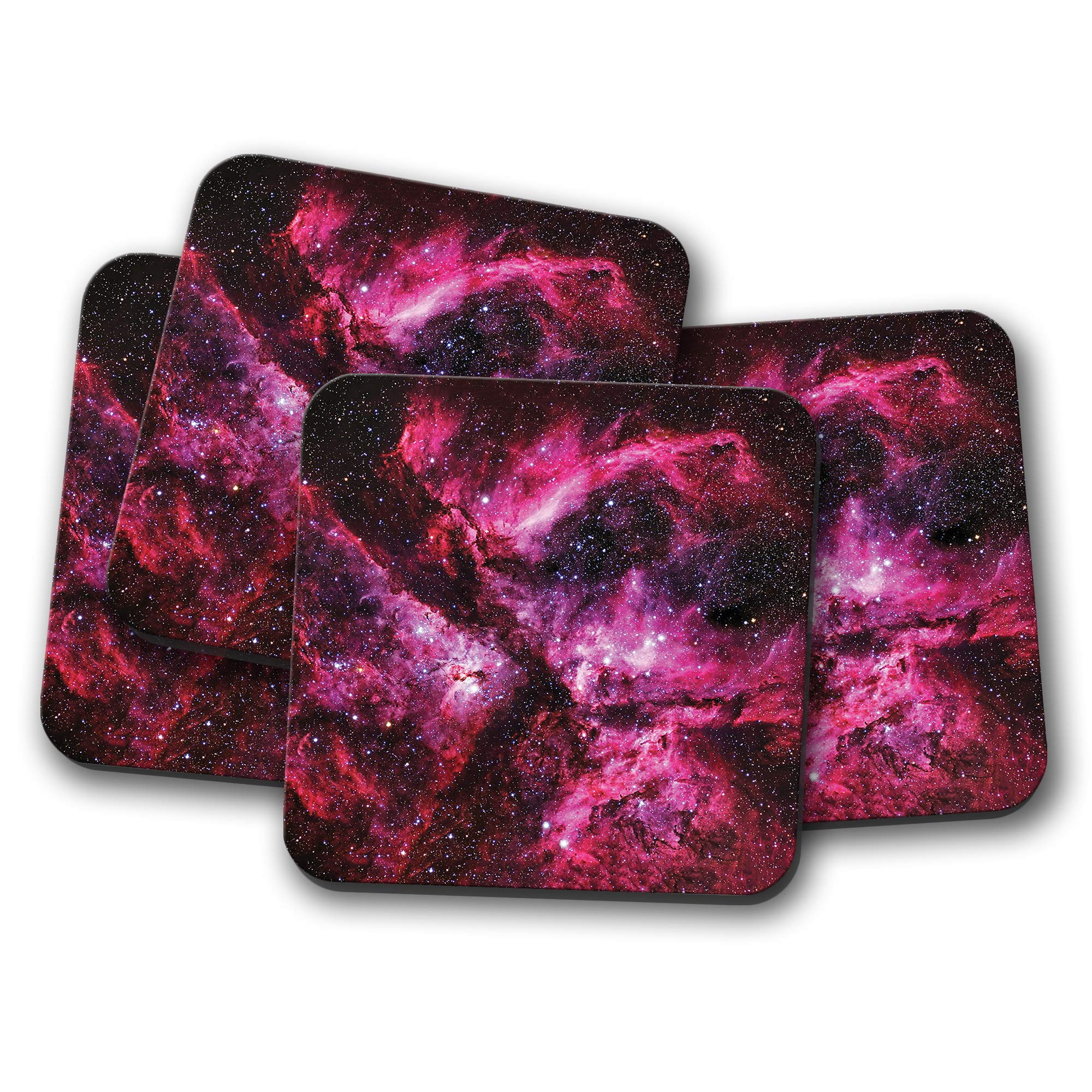 4 Set - Pink Carina Nebula Coaster - Space Solar System Stars #8941