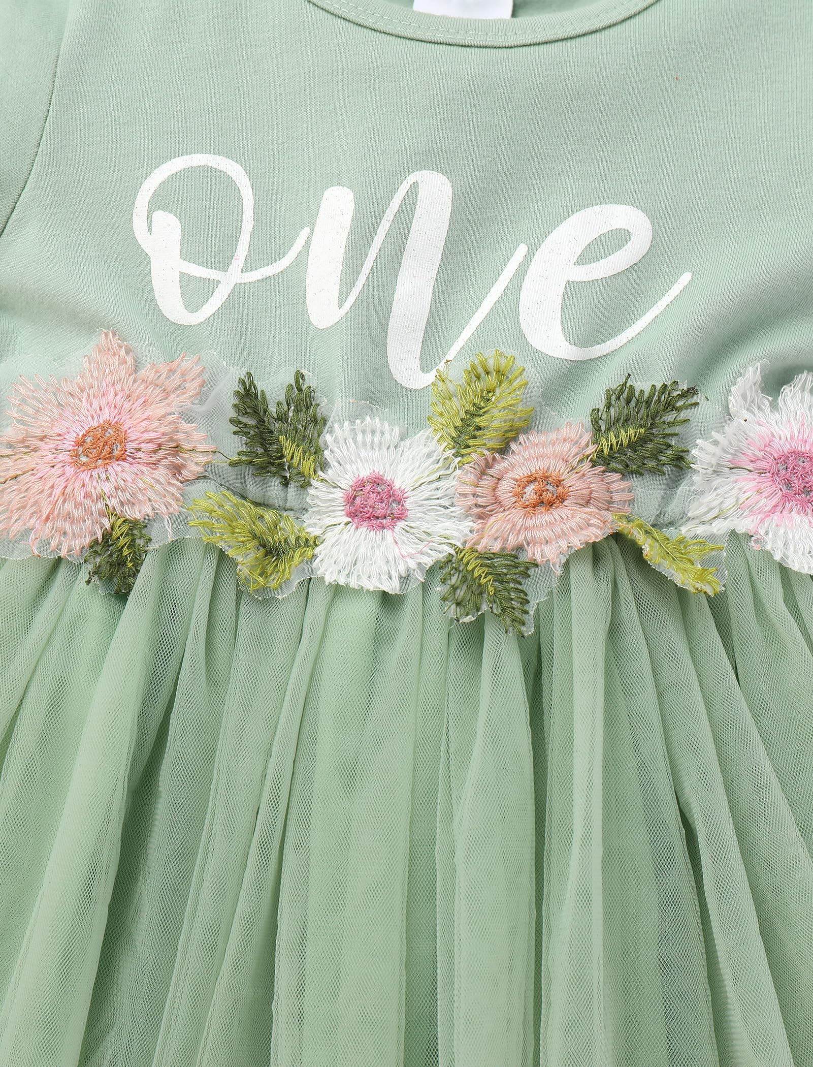 Baby Girl Primo Compleanno Vestito Ricamo Floreale Manica Corta Tutu Abiti Principessa con Bowknot Fascia Set Battesimo Torta Smash Neonato Photoshoot Vestiti