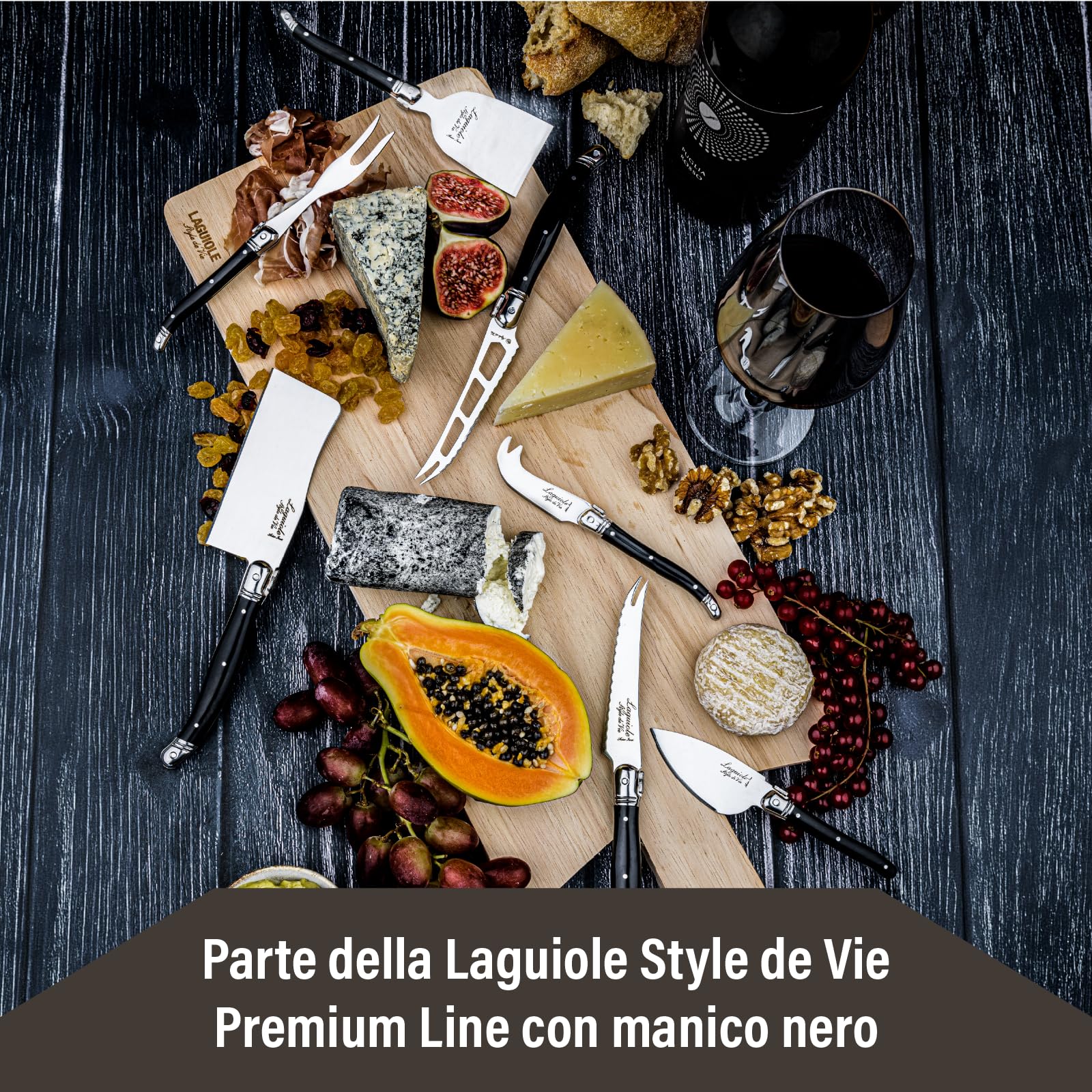 Laguiole Style de Vie Set di coltelli da formaggio, Premium Line, 8 pezzi, con bordo