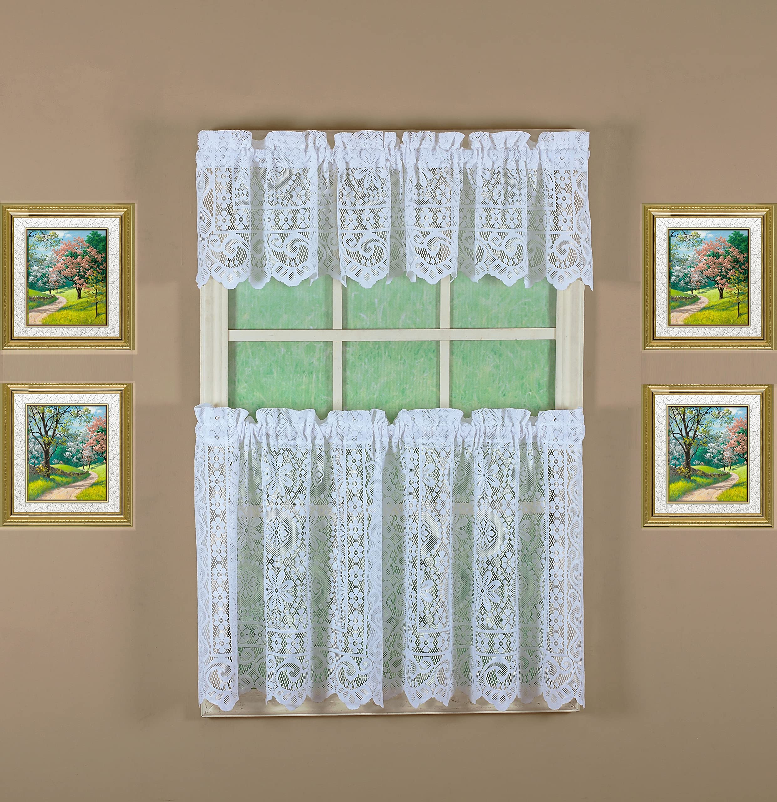 Today's Curtain Hopewell Premium Lace Tier 36", White, 58W x 36L, W 58" x L 36" (1 Panels) - Image 3