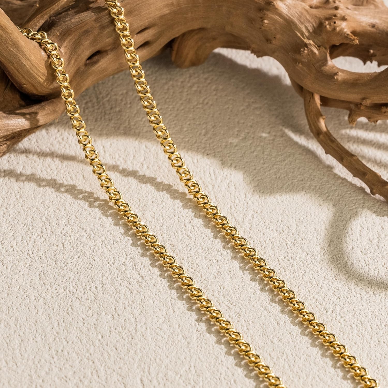 3.2MM 14K Gold Chain for Men Womens Necklaces Golden Cuban Link Chains for Mens Dainty Gold Necklace for Women Non Tarnish Chain Necklace Men Strong yet Lightweight 16-24IN - Image 5