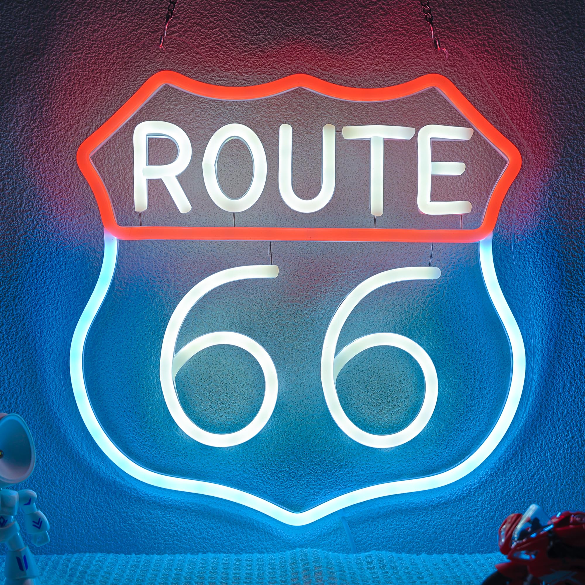 Route 66 Neon Sign Lampeez Wall Decor American Highway Main